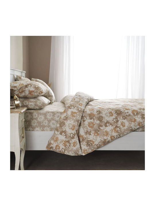 Charalambidis Textiles Bettbezug Doppelbett 200x240 Chrysantheme Beige