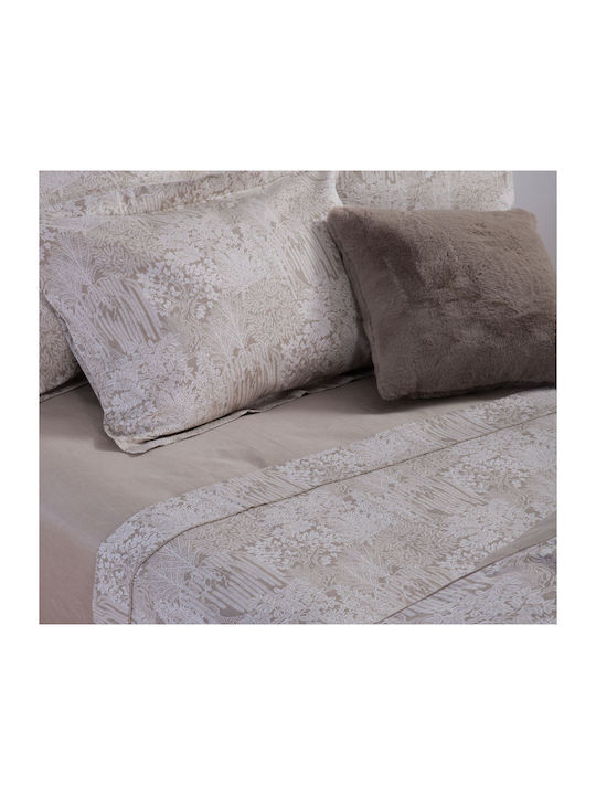 Nef-Nef Homeware Duvet Cover Set Cotton Satin Queen with 2 Pillowcases 240x230 Thron Beige