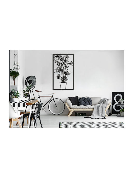 Dekorative Wandpaneel HDF Gemälde Schwarze Durchbrochene Palmblume 58x98
