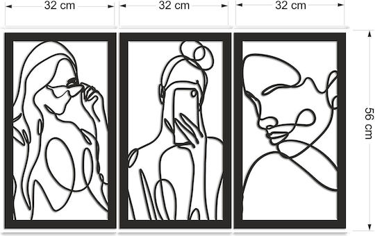Offenes Gemälde Frauen Triptychon Wand Wohnzimmer Dekoratives Paneel 56x96