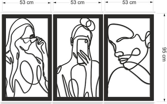 Tablou Deschis Femei Triptic Panou Decorativ pentru Living 95x159