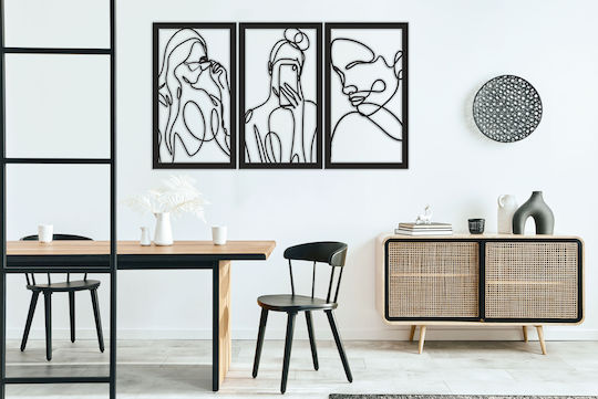 Offenes Gemälde Frauen Triptychon Wand Wohnzimmer Dekoratives Paneel 56x96