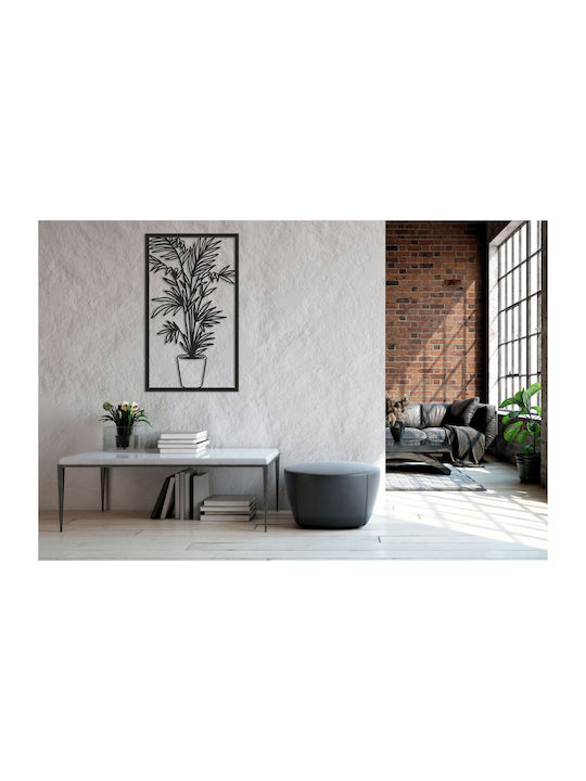 Dekorative Wandpaneel HDF Gemälde Schwarze Durchbrochene Palmblume 58x98