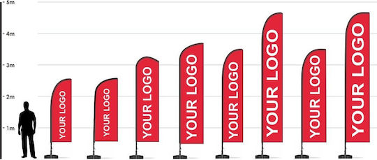 Fliegendes Banner 2,5 Meter Höhe Druck 65cm X 200cm Flexibel Metallisch 65cm X 200cm