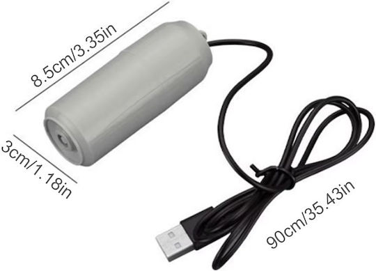 Mini Aquarium Air Pump USB Single Outlet Air Stone M3xW8.5xH3cm