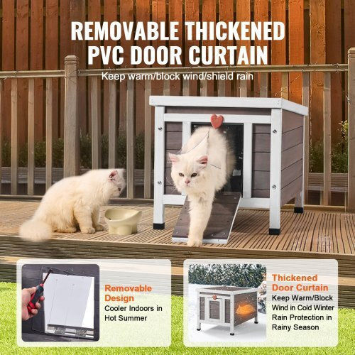 Wooden Cat House Vevor Roof & Doors PVC Xjsmzmbhsdcsjurr1v0