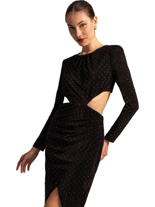 Enid Maxi Evening Velvet Dress Black