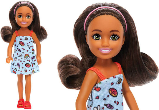 Barbie Мини Кукла Челси Синя Рокля Кафява Коса С Диадема За 3+ Години 15 См
