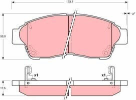 Set Plăcuțe De Frână Și Discuri De Frână Auto Partea Din Față Trw Toyota Picnic 2.0/2.2d 08.96-12.01 Înălțime 53mm Lățime 133.2mm Grosime 17.5mm Senzori De Uzură Da