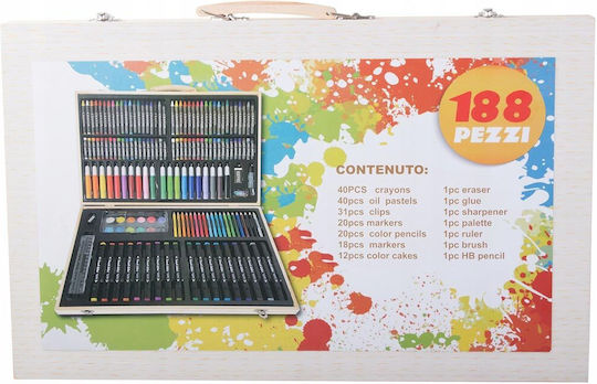 Σετ Ζωγραφικής σε Βαλιτσάκι Ξύλινο 39x33cm 188τμχ