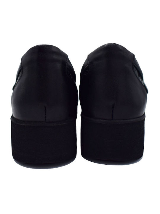 Ανατομικά Γυναικεία Slip-On Δερμάτινα Μαύρα