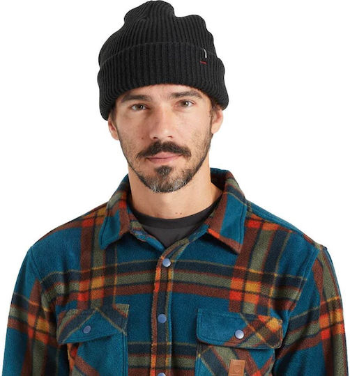 Beanie Unisex Fleece Σκούφος με Rib Πλέξη σε Μαύρο χρώμα