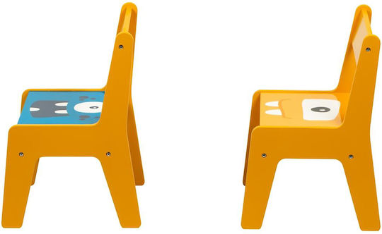 Set Masă cu Scaune pentru Copii pentru Desen din Lemn Albastru