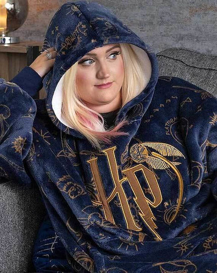 Harry Potter Vuddie Pătură Polar Fleece Cu Mâneci 80x93 cm Albastră
