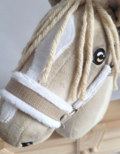 Steckenpferd-Set A3 Halfter Weißes Fell + Führstrick Weiß-Beige