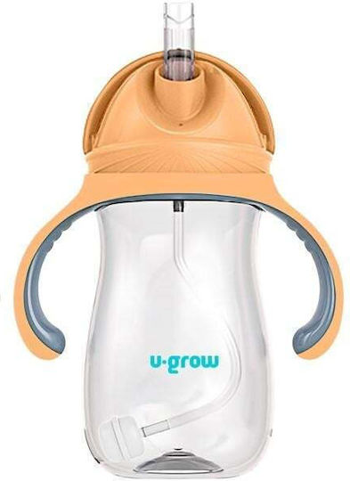 U-Grow Baby Cup with Handles and Straw made of Plastic Orange 300ml
