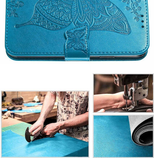 Butterfly Umschlag Rückseite Synthetisches Leder / Kunststoff Magnetisch Blau (Motorola Edge 50 Fusion 5G, Schmetterling)