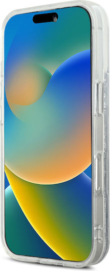 Karl Lagerfeld Flüssiges Glitzer Karl Choupette Köpfe Magsafe Hülle iPhone 16 Pro Transparent