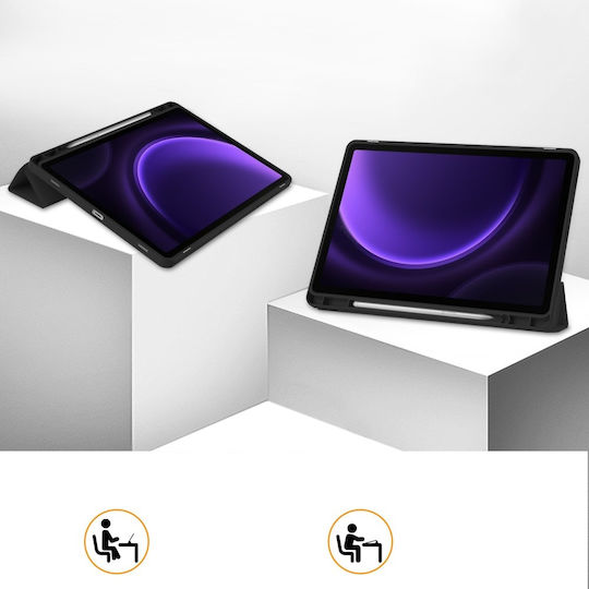 Smartcase Flip Cover Neagră (Samsung Galaxy Tab S7+, S8+, S7 FE, S9 FE+, S9+)