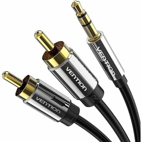 Vention 3.5mm Male To 2x RCA Male Black 5m Audio Cable With Gold Plated Terminals BCFBJ