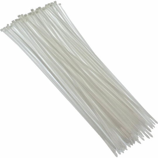 Pack of 100pcs White Plastic Cable Ties 500x5.2mm