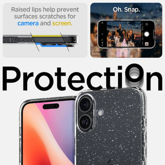 Spigen Liquid Crystal Glitter Umschlag Rückseite Silikon 0.3mm Crystal Quartz (iPhone 16 Plus)