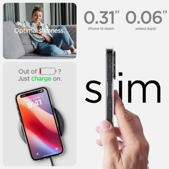 Spigen Liquid Crystal Glitter Umschlag Rückseite Silikon 0.3mm Crystal Quartz (iPhone 16 Plus)