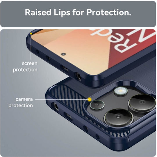 Techsuit Carbon Back Cover Silicon Albastru (Redmi Note 13 4G)
