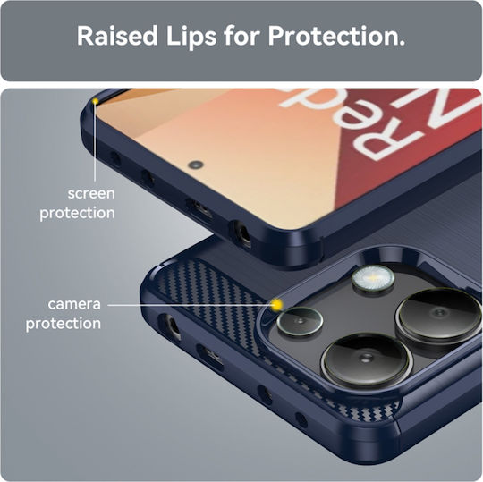Techsuit Carbon Back Cover Silicon Albastru (Redmi Note 13 4G)
