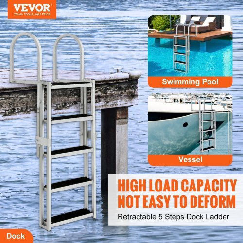 Vevor Adjustable Aluminum 5-Step Dock Ladder 170-200cm