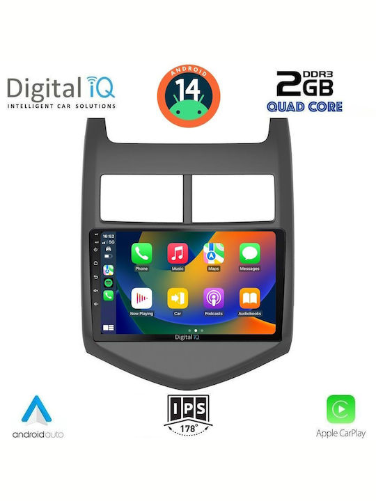 Digital IQ Car Audio System for Chevrolet Aveo 2011-2014 (Bluetooth/USB/AUX/WiFi/GPS/Apple-Carplay/Android-Auto) with Touch Screen 9"