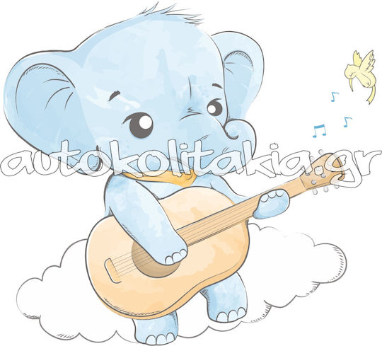Elephant Guitar Wall Sticker 50cm X 46cm