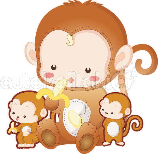 Wall Sticker Little Monkeys 70cm X 70cm