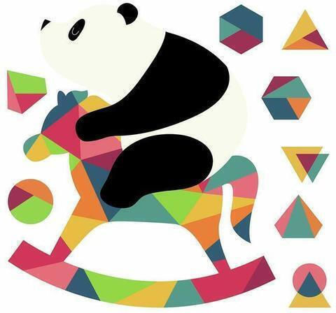 Roommates Wandsticker "Schaukelpferd Panda" RMK4118