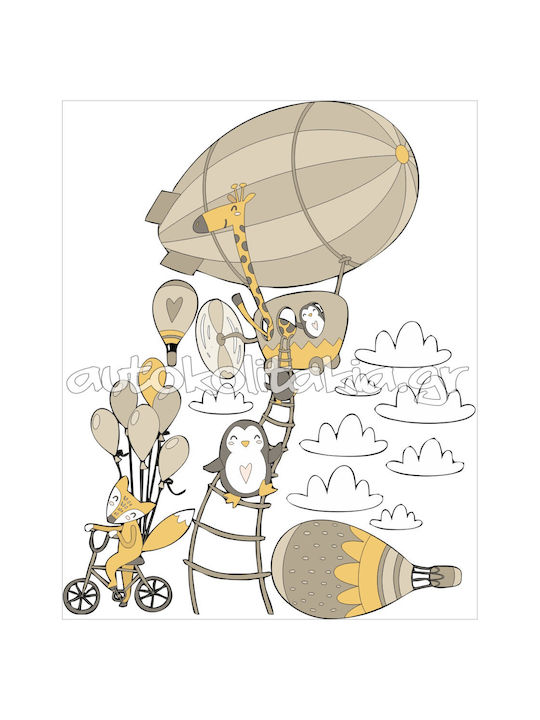 Hot Air Balloon Wall Sticker Ride with Friends 130cm X 103cm