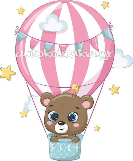 Wall Sticker Hot Air Balloon Bear 50cm X 60cm