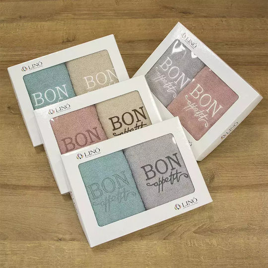Lino Home Set De Prosoape De Baie 2 Buc Bon Apettit Bej-Roz Greutate 500gr/m²