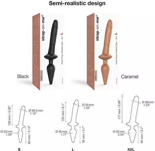Dildo Strap-on-me Switch Plug-in Realistic Dildo Caramel L