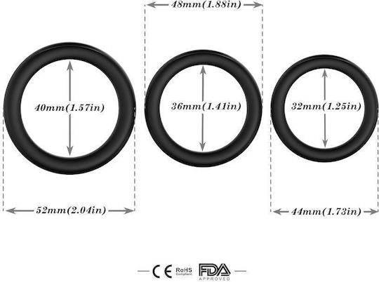 Set 3 Erection Rings Penis Testicles
