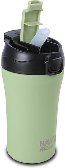 Nava Glas Thermosflasche Rostfreier Stahl BPA Frei 450ml Green mit Stroh