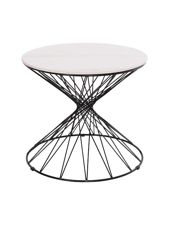 Round Side Coffee Table Gresam Metal Ceramic W50xL50xH44cm