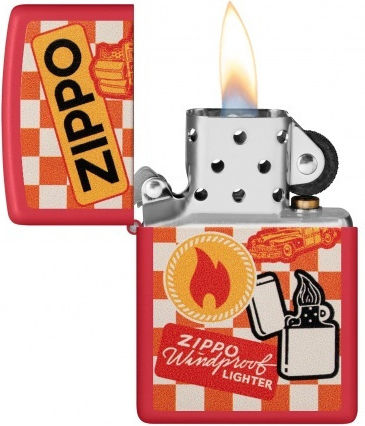 Zippo Retro Brichetă Rezistentă La Vânt Cu Flacără În Culoare Roșie