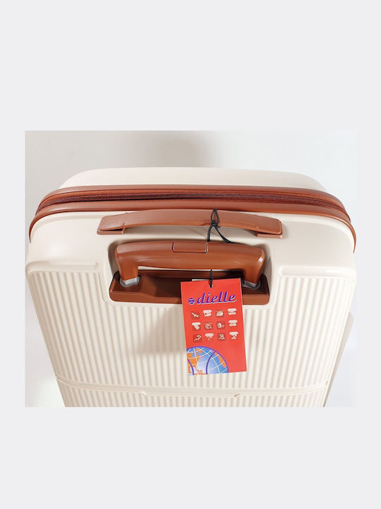Dielle Cabin Travel Suitcase Hard Beige with 4 Wheels Height 55cm