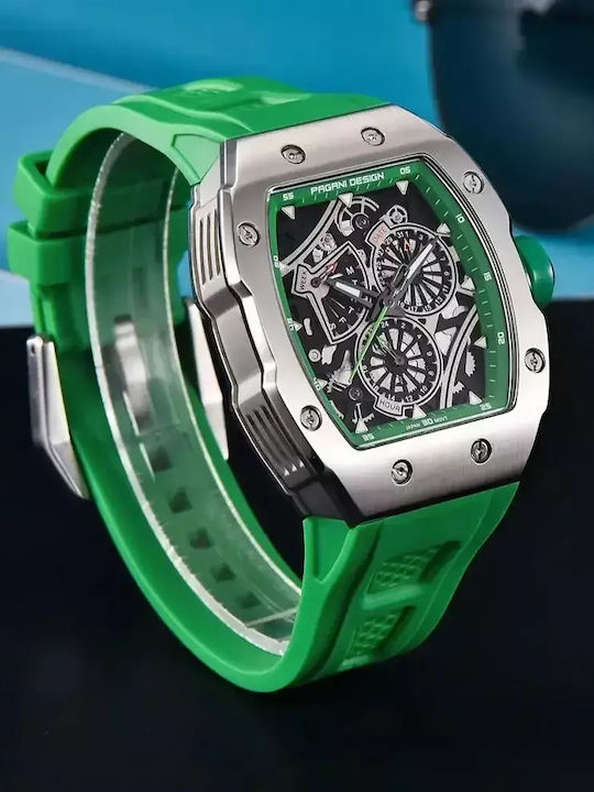 Pagani Design Ceas Bărbătesc 12mm Automat cu Verde Brățară Metalică