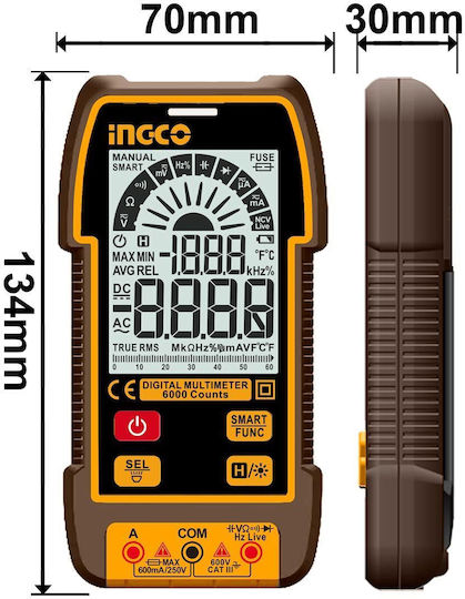 Ingco Multimetru digital RMS real cu Măsurare AC / DC / Rezistență DM16004
