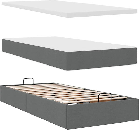 vidaXL King Size Fabric Upholstered Bed Dark Grey with Slats and Mattress 180x200cm 3311974