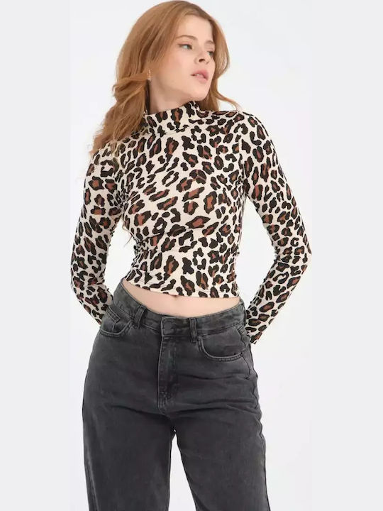 Women's Crop Top Cotton Animal Print Leopard