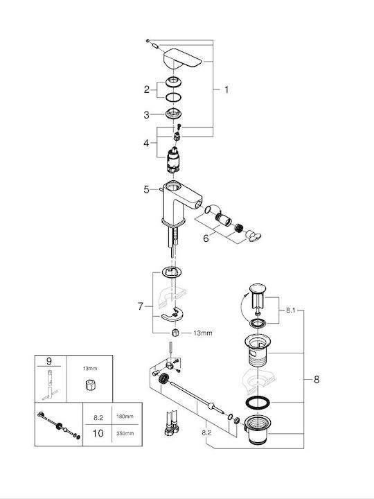 Grohe Μπαταρία Μπιντέ Ασημί / Ασημί / Ασημί / Ασημί