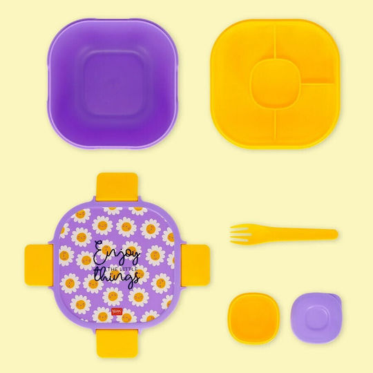 Legami Milano Plastic Purple Lunch Box With Compartments 1.7lt