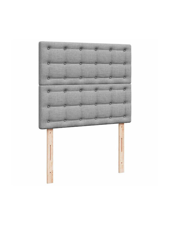 Pat Semi-dublu Tapițat cu Material Gri Deschis cu Plăci și Saltea 120x200cm
